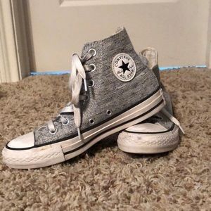 Grey with silver sparkle thread high top converse